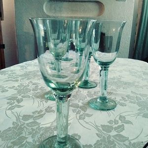 Set of eight gorgeous green goblets.